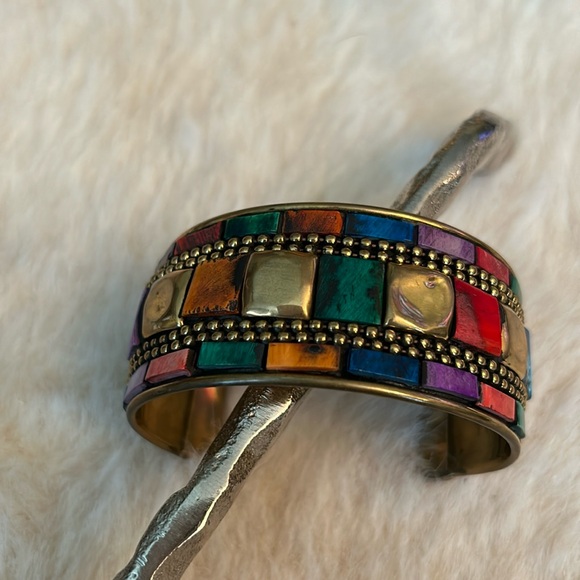Metal mosaic bracelet cuff. Bold and beautiful. - Picture 2 of 5